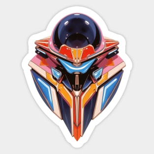 Neon Command Helm Abstract Retro-Futurism Design with Pop Art Color Palette Sticker